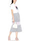 Plissiert Hoch tailliert Midi Rock White-Blue
