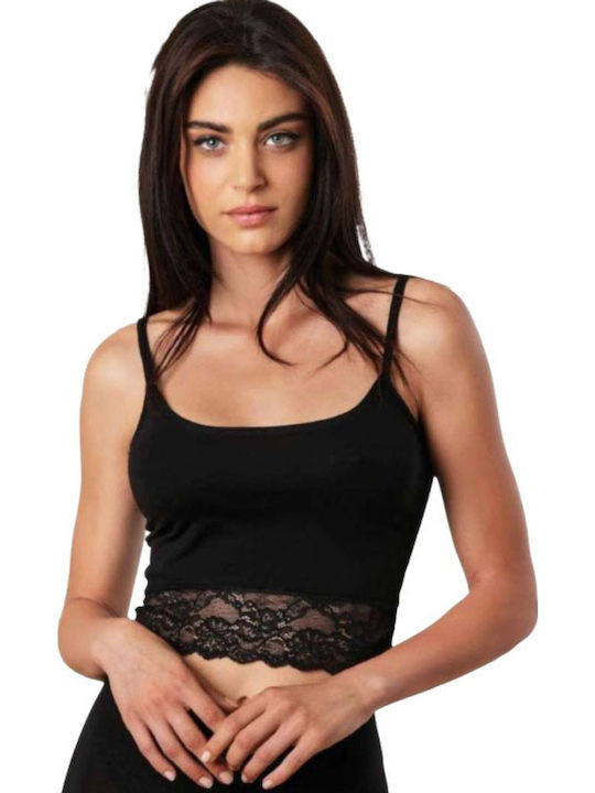 Women's T-Shirt with Spaghetti Strap Black
