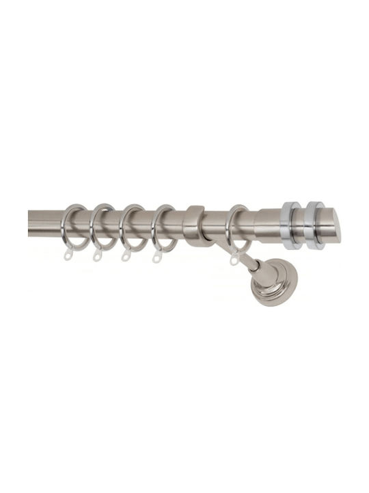 Import Hellas Metallic Curtain Pole Νo4 Single Φ25mm 140cm Nickel Matte