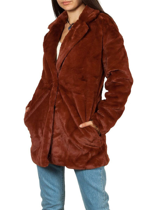 Women's Long Fur Terracotta