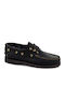 Sea City Δερμάτινα Ανδρικά Boat Shoes σε Μαύρο Χρώμα
