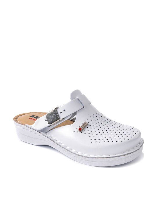 Leon Damen Anatomisch Clogs Weiß