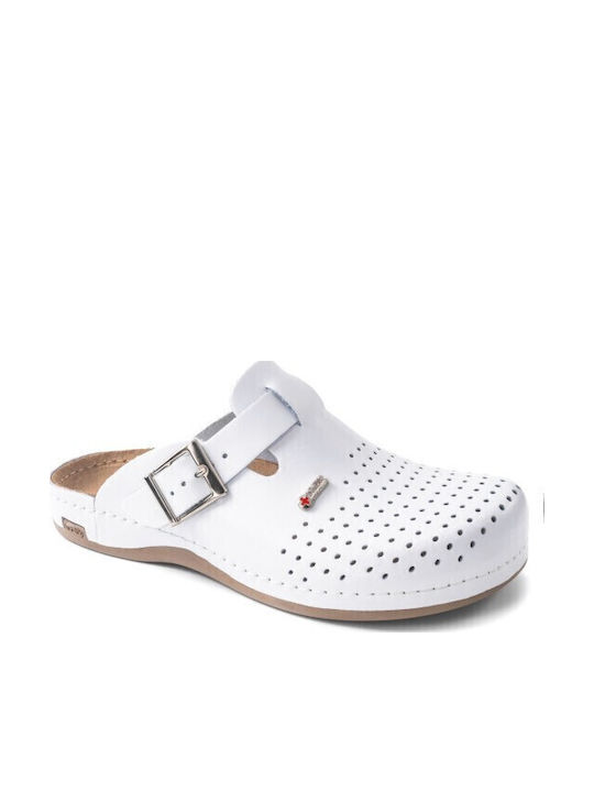Leon 700 Herren Leder Anatomisch Clogs Weiß