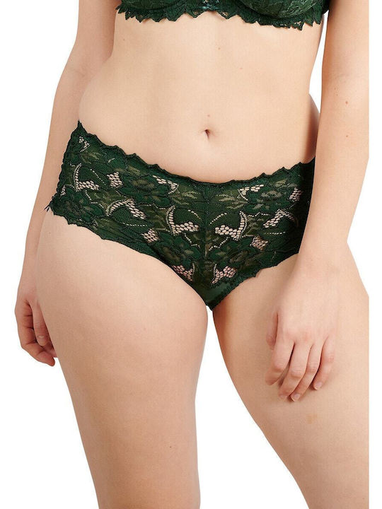 Hochtailliert Damen Zeichenfolge mit Spitze Green