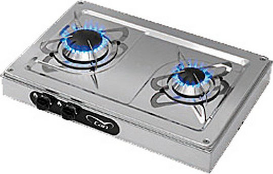 Can SB Liquid Gas Countertop Double Burner Inox