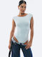 Bodysuit Open Back Rhinestones Sky Blue One Size