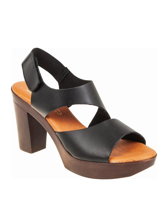 Marila Footwear Δερμάτινα Πέδιλα Μαύρα