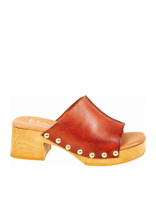 Marila Footwear Δερμάτινα Mules με Τακούνι σε Τ...