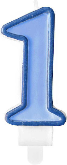 Candle Light Blue "1" Light Blue 7 Cm Height