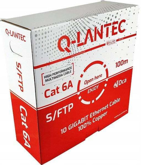 A-LAN S/FTP Cat.6a (Gigabit) Καλώδιο Δικτύου Ethernet 100m Γκρι