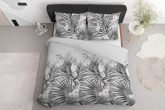 Detexpol Baumwolle Bettbezug Set 160x200cm Einzel mit Kissenbezug Ash Gray