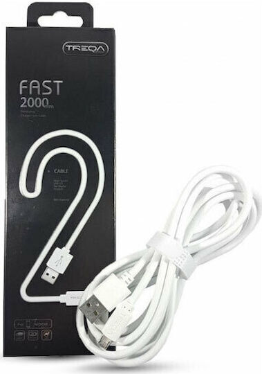 Treqa 2m Regular USB to micro USB Cable White (PHONE1012