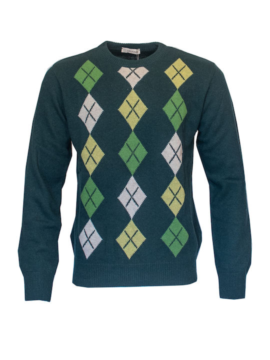 Men's Green Sweater with Diamonds