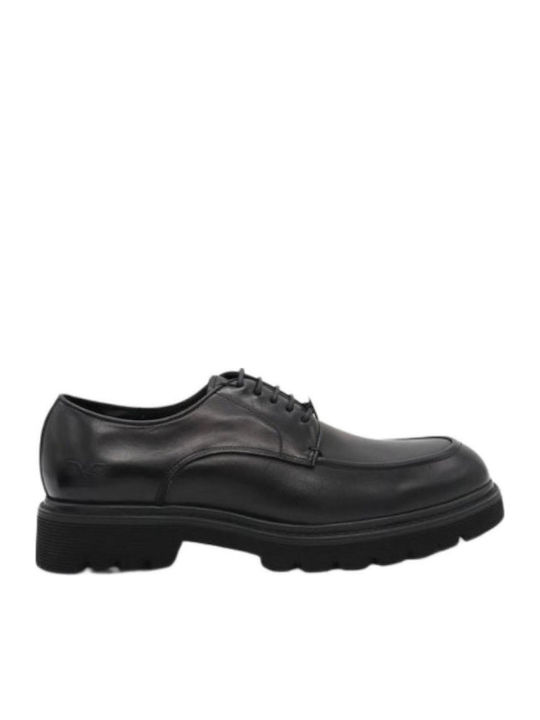19V69 Men's Leather Moccasins Black