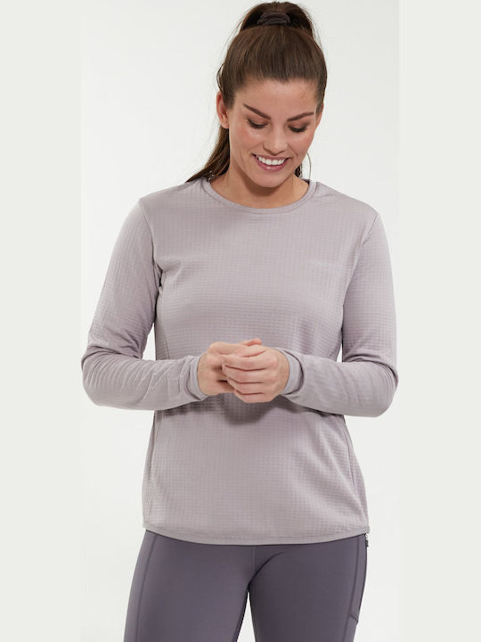 Endurance Bluza L S Leah Waffle Melange Fit Loose Culoare Gri Gull