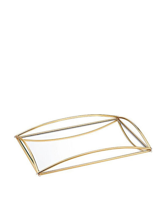 Metallic Rectangular Decorative Tray with Mirror