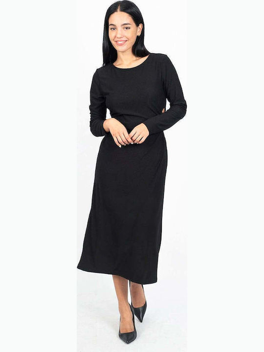 Maxi Kleid Mit Seitlichem Ausschnitt Schwarz
