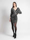 Rochie Wrap-Around Lurex Mini Argintiu