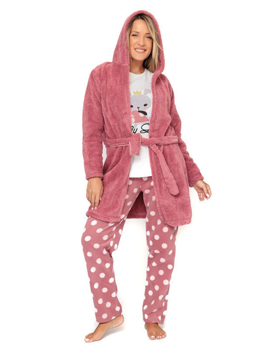 Γυναικείο Σετ Πυτζάμα Ρόμπα Fleece 20207-1