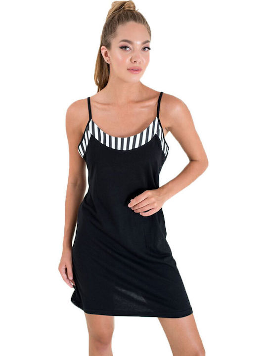 Nightgown Happy Family Short Summer Design Black