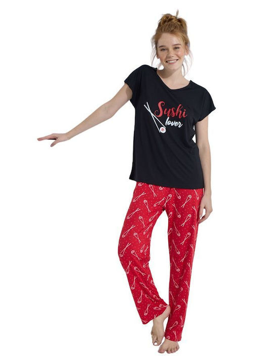 Schlafanzug & Pyjamas für Damen Pijamood Sushi Lover Viskose Rote