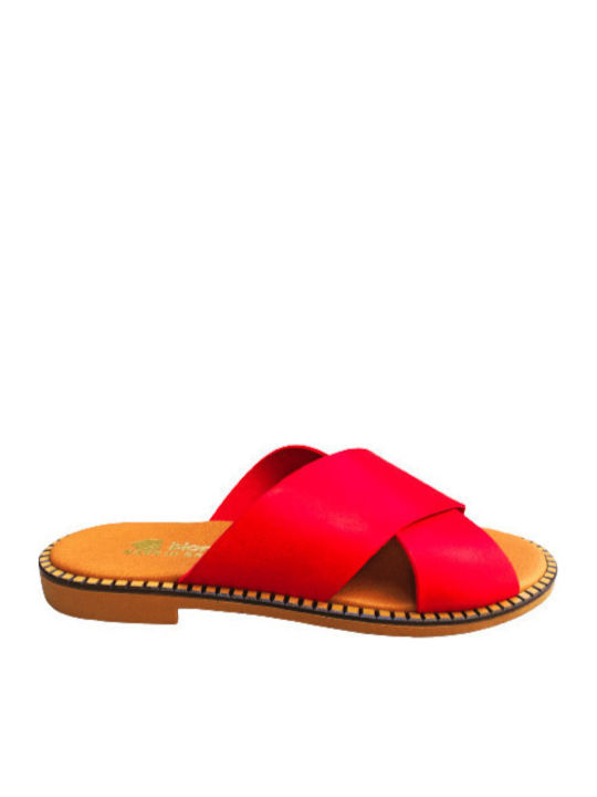 Blondie Anatomic Slippers Red Color Anatomic Insole Flexible Sole Greek Made