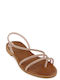 Bronze Leather Handmade Flat Sandal Strass