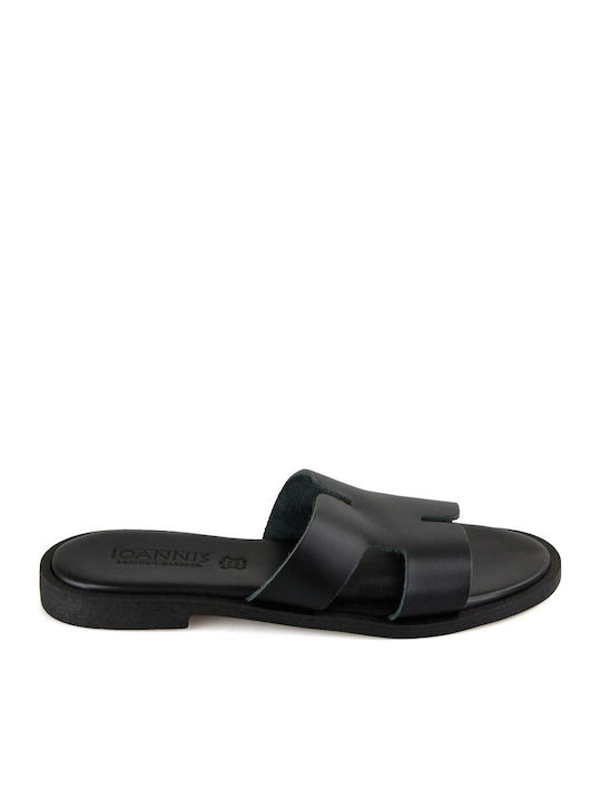 Black Leather Handmade Flat Sandal Design