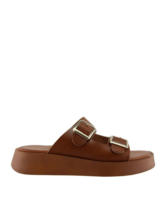 Milanos Flache Sandalen Für Damen Flatforms Leder 219 Tabak