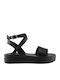 Milanos Γυναικεία Πέδιλα Flatforms Δέρμα 311 Μαύρο