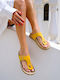 Women's Leather Sandals Yellow 19221
