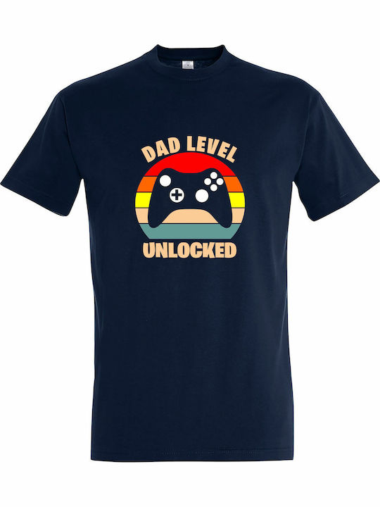 Унисекс T-shirt "Dad Level Unlocked New Dad" Франциско Нейви
