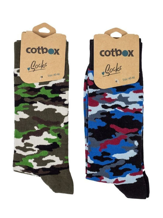 Ανδρικές Casual Κάλτσες Cotbox Military Pattern I Βαμβακερές 2 Τεμάχια Χακί