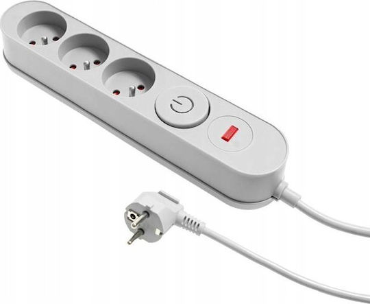 Plastrol Power Strip Safety 3 Sockets with Switch and Cable 1.5m Gray