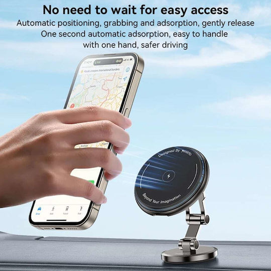 Yesido Car Phone Mount with MagSafe Magnet & Wireless Charging 15W Black
