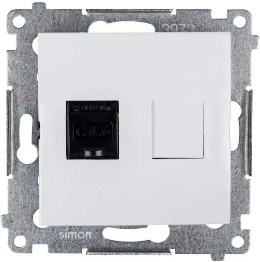 Kontakt-Simon Μονή Πρίζα Δικτύου RJ45 χωρίς Πλαίσιο Τύπου Cat6 σε Λευκό Χρώμα D61.01/11