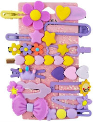 Set 14-în-1 Clame De Păr Cu Clemă Flori Fundiță Violet Sp412