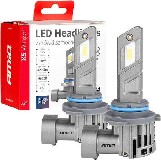 AMiO Lamps Car HB4-9006 Canbus LED 6000K Cold White 12V 50W 2pcs