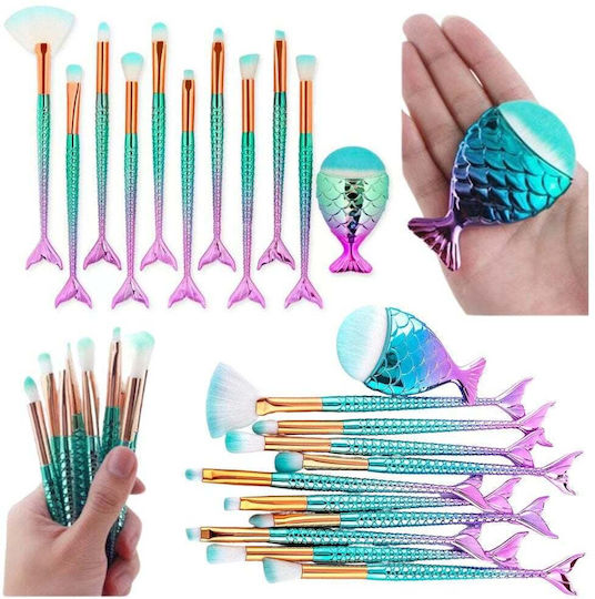 Lean Toys Profesional Set cu Pensule de Machiaj pentru Fond de ten din Păr Sintetic 11buc