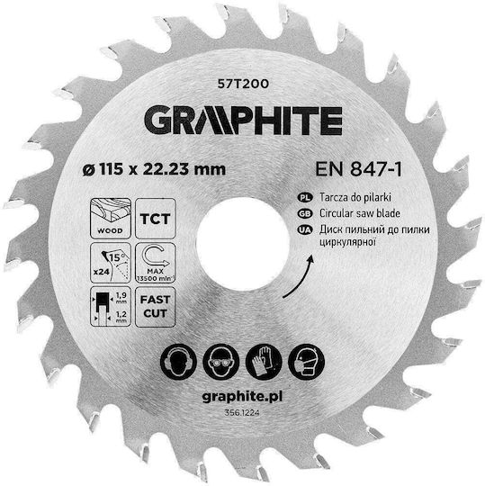 Graphite Carbid Schneidscheibe mit 24 Zähnen 115mm
