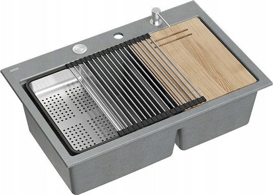 GraniteQ Ένθετος Inox Μ76xΠ50cm Ασημί