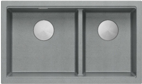 GraniteQ Logan Unterbau Küchenspüle Inox M76xP45cm Silbern