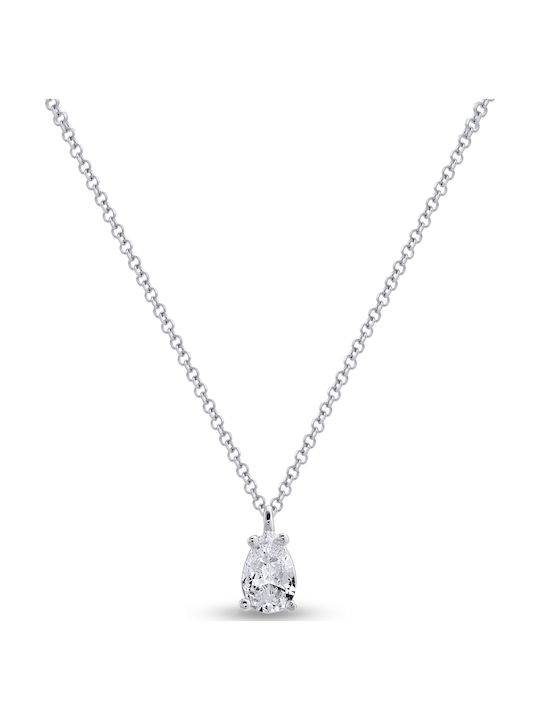 Ortaxidis with design Tear from White gold 14K with Zircon