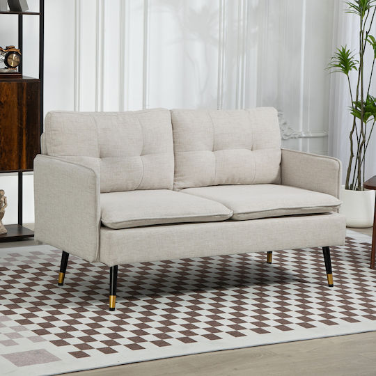 HomCom Doppelsitzer Sofa Weiß Crem 139x68x80cm