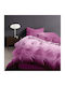 Pucioasa Set Husă de Pilotă Dublă cu 2 Fețe de Pernă & 1 Cearsaf 200x220 Fuchsia Pink