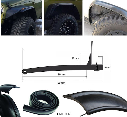 Protecție Din Cauciuc Pentru Aripă Jeep Offroad Suv Van 3m X 3cm Neagră
