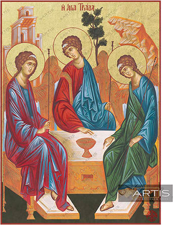 Artis Gilding & Restoring Holy Trinity Greek Orthodox Gilded Icon 14 X 19 Cm