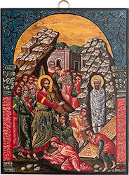 Artis Gilding & Restoring The Raising of Lazarus Icon 18th Century 14 X 18 Cm