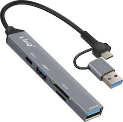 Linq Usb-c Usb Hub Usb-c + Usb 2.0 + 3.0 Sd Tf Card Reader Black