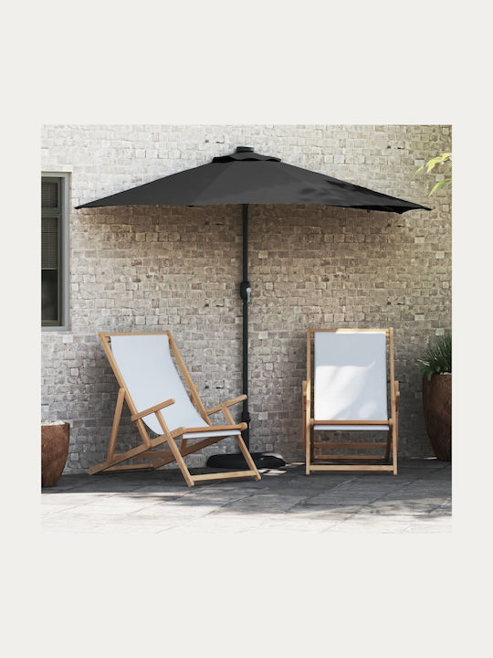 Umbrella Floor Aluminum Black with LED Lighting 2.23x2.23m